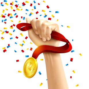 手握金牌庆祝