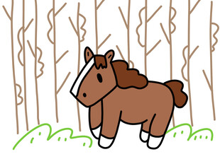 森林中的可爱小马