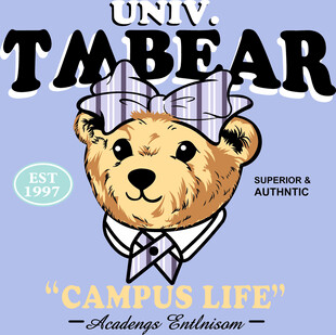 小熊的校园生活插画