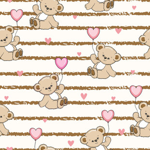 小熊爱心条纹可爱图案