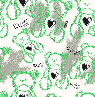 绿色小熊涂鸦图案设计