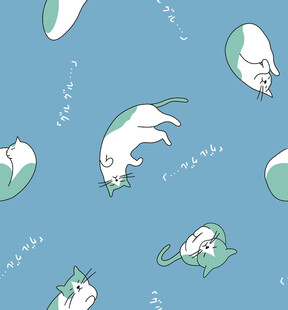 蓝底可爱猫咪图案背景