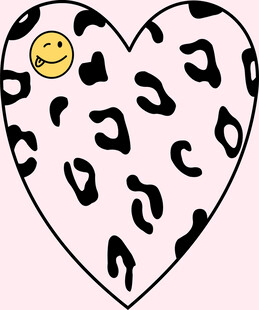 豹纹爱心带笑脸图案