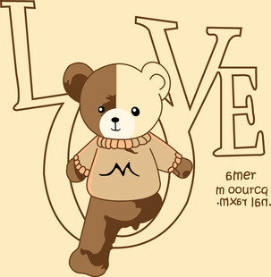 可爱小熊爱心图案毛衣插画