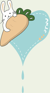 兔子趴在胡萝卜上的插画