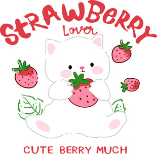 可爱草莓小熊插画