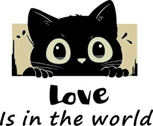 可爱黑猫与爱主题插画