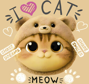 可爱戴帽猫咪萌趣插画