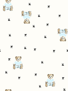 小熊图案白色背景布料