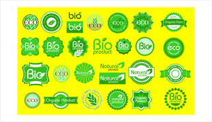 绿色复古徽章图标集合