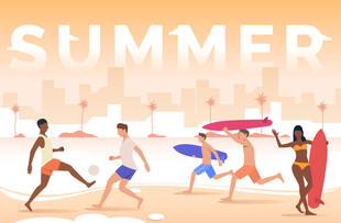 夏日城市中的活力运动者