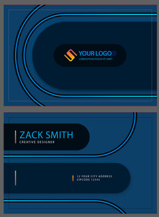 蓝色商务风格名片设计