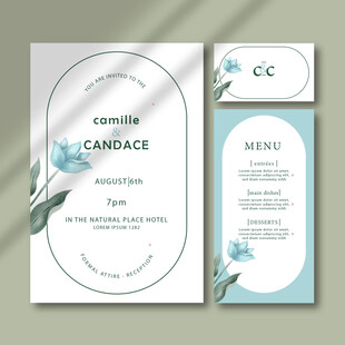 清新花卉婚礼邀请函设计