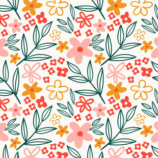 花卉植物无缝图案背景