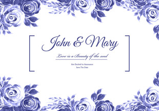 蓝紫色花卉婚礼请柬设计