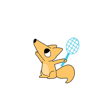 打羽毛球的可爱小狐狸