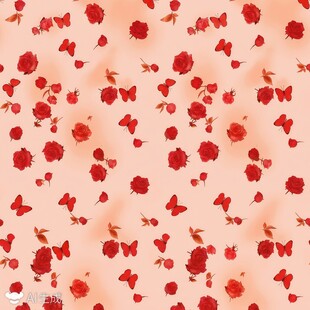 粉色底红色花朵图案布料