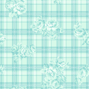 淡蓝格纹花卉图案背景