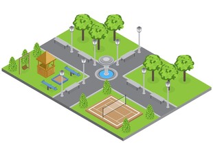 城市休闲公园等距视图