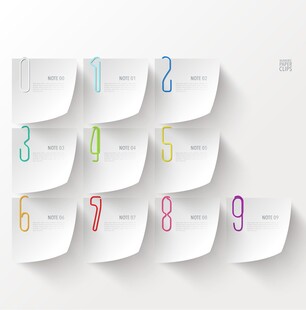 彩色数字便签纸展示