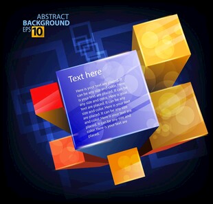 多彩立体方块展示信息板