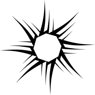 简约太阳形状黑白线条图案