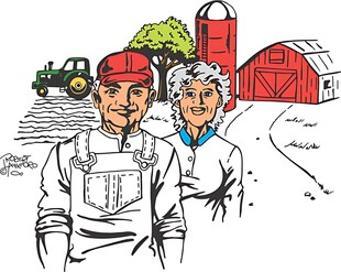农场夫妇与田园风光