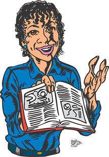 女士展示翻开的书籍