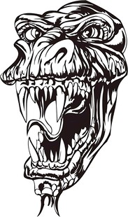 咆哮的恐龙头部插画