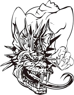 诡异猫头恶魔形象插画