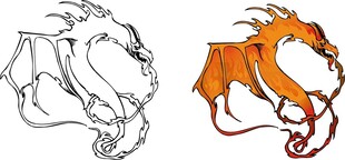 龙的黑白与彩色形象对比