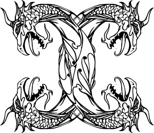 双龙交织图腾设计图案