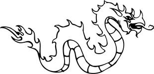 手绘中国龙线条图案