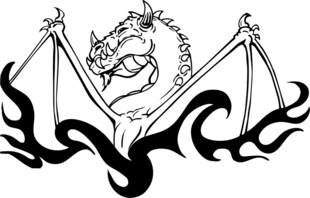 火焰环绕的神秘龙形图案