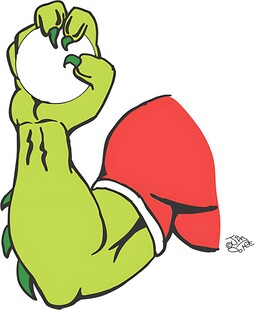 绿肌肉卡通形象展示力量