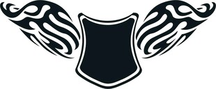 盾牌与火焰翅膀图案设计