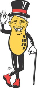 戴礼帽的卡通花生形象