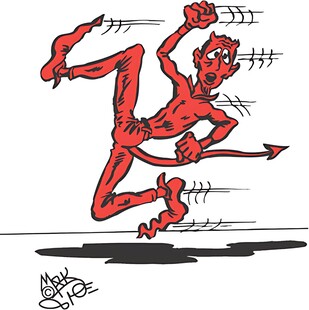 红色恶魔形象的动感插画