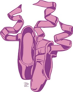 粉色芭蕾足尖鞋与飘带