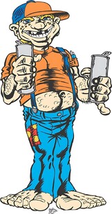 卡通人物双手持神秘物品