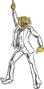 卡通风格西装男子舞蹈姿态