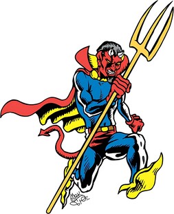 持三叉戟的超级英雄形象