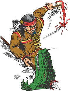 猎人持弓箭瞄准神秘生物