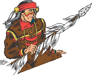 手持羽毛的复古装扮人物