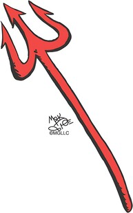 红色三叉戟图案设计