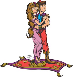 情侣乘飞毯浪漫奇幻之旅