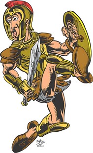 古罗马战士持剑持盾英姿