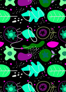 多彩宇宙风卡通图案背景