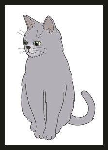 坐着的灰色猫咪插画