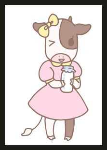穿粉裙的可爱卡通小牛